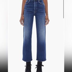 MOTHER Dark Indigo High-Rise Wide Leg Jeans